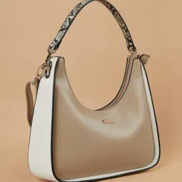 Code by Lifestyle Beige Color Block Hobo Handbag image 3