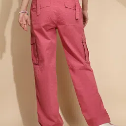 Global Republic Dark Peach Regular Fit Mid Rise Cargos image 2