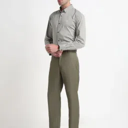 SHOWOFFFF Olive Slim Fit Formal Trousers image 5