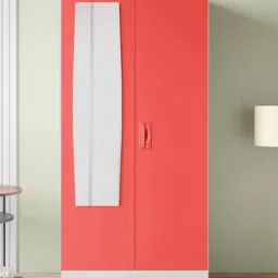 Godrej Interio Slimline Alpine White Hot Coral Matte Metal 4 Shelves Almirah-image-21