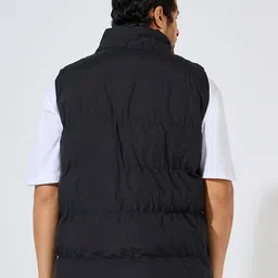 Styli Men Mock Collar Solid Casual Puffer Jacket image 4