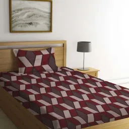 Klotthe Brown 210 TC Polycotton Single Bedsheet with Pillow Cover-image-20