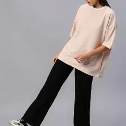 House Of RS Peach Printed Oversized T-Shirt image 5