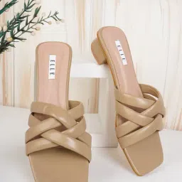 Elle Women's Beige Cross Strap Sandals-picture-17