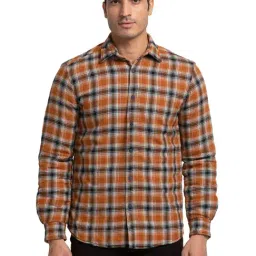 Parx Brown Slim Fit Check Shirt-picture-44