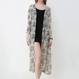 Scorpius Grey Floral Print Long Shrug-picture-8