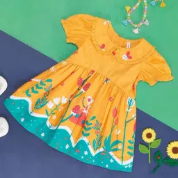 Pantaloons Baby Kids Yellow & Blue Cotton Printed Dress-picture-28