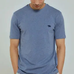 ANDAMEN Blue Melange Regular Fit Crew T-Shirt-picture-29