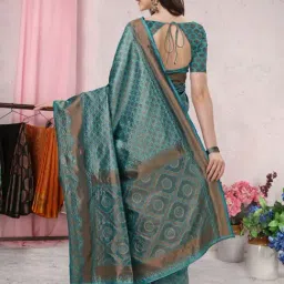 MIRCHI FASHION Blue Silk Woven Saree With Unstitched Blouse image 2