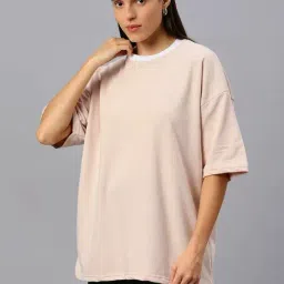 House Of RS Peach Printed Oversized T-Shirt image 3