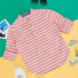 Pantaloons Junior Kids Coral Cotton Striped Full Sleeves Shirt-image-94
