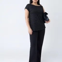 Gia by Westside Black Pinstriped Top image 3