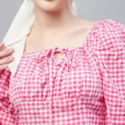 Marie Claire Pink Check Crop Top image 5