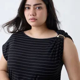 Gia by Westside Black Pinstriped Top image 4