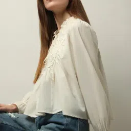 Vero Moda Off White Cotton Self Design Top-picture-40