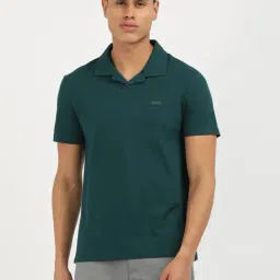 Calvin Klein Jeans Green Cotton Regular Fit Texture Polo T-Shirt-image-18
