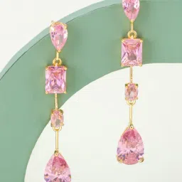 Kushal's Fashion Jewellery Pink Gold Polished Zircon Earring for Women-picture-30