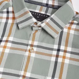 VASTRADO Men Classic Slim Fit Opaque Checked Casual Shirt image 3