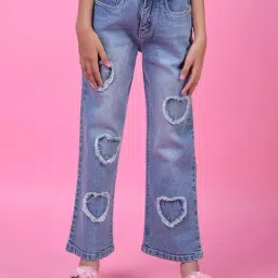 Crimsoune Club Girls Blue Straight Fit Jeans-picture-25