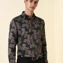 Allen Solly Black Cotton Slim Fit Printed Party Shirt-picture-29