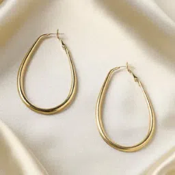 Sohi Women's Minimal Oval Hoop Earrrings  Champayne Gold-picture-12