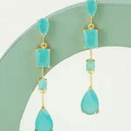 Kushal's Fashion Jewellery Mint Gold Polished Zircon Earring for Women-image-11