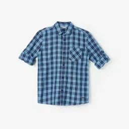 Fame Forever by Lifestyle Kids Blue Cotton Chequered Full Sleeves Shirt-picture-39