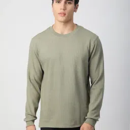 R&B Green Cotton Regular Fit Texture T-Shirt-picture-14