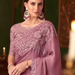 Saree Mall Mauve Georgette Embellished Saree with Blouse Piece-picture-28