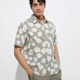 WES Casuals by Westside Sage Floral Print Relaxed-Fit Cotton Shirt-image-26