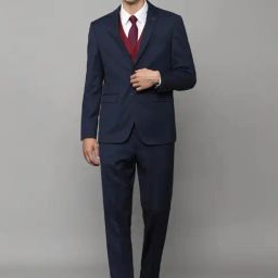 allen solly Men Navy Slim Fit Solid Formal Three Piece Suit-picture-31