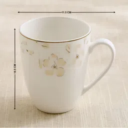 Home Centre Altius Blumen White & Gold-Toned Floral Printed Porcelain Glossy Mug - 350ml image 3
