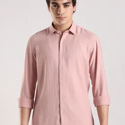 NEVER NEUD Men Classic Slim Fit Vertical Striped Spread Collar Casual Shirt-image-4