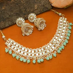 flying beads Gold Plated Kundan Jewellery Set-picture-16