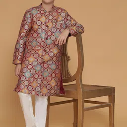 PICCOLO Boys Woven Design Kurta with Pyjamas image 5