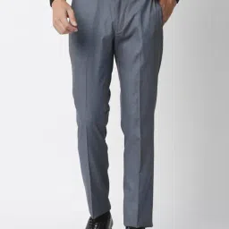 Solemio Blue Regular Fit Trousers-image-4