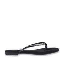 Shoetopia Women's Black Thong Sandals image 2