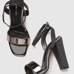Marc Loire Black PU Party Block Sandals image 2