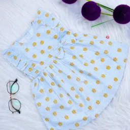 Nino Bambino Kids Blue & Yellow Cotton Floral Print Dress-picture-23