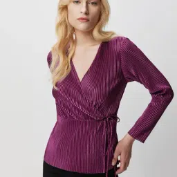 Cover Story Purple Striped Top-image-4