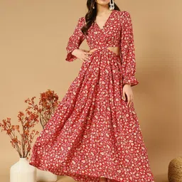 LookShine Floral Printed A-Line Maxi Dress-picture-18