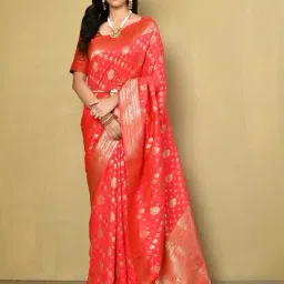 Elora Pink Silk Woven Saree With Unstitched Blouse-image-66