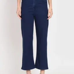 Angelfab Dark Blue Cotton Straight Fit High Rise Jeans-picture-12