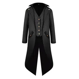 calandis CALANDIS® Men Steampunk Tailcoat Jacket Gothic Victorian Coat Paty Costume XL Black image 1