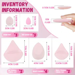 maycreate MAYCREATE® 14Pcs Makeup Sponge Set, Face Powder Puff for Women, Assorted Blender Sponges, Triangular Makeup Puff, Thumb-sized Foundation Blending Pads for Loose Powder, Liquid (Pink) image 2