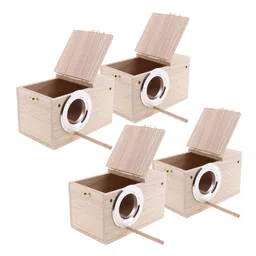 CALANDIS™ 4Pc Wood Wild Bird Nest Box Nesting Feeding Feeder Station House & Stick | Birdhouses | Bird & Wildlife Accessories | Yard, Garden & Outdoor Living image 5