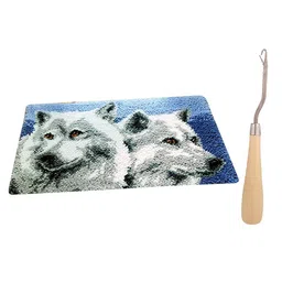 MERISHOPP® Latch Hook Rug Kits DIY Wolf Craft Embroidery Cushion W/Wood Crochet Hook|Crafts | Needlecrafts & Yarn | Rug Making | Latch Hooking image 3