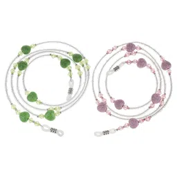 saz dekor 2Pcs Eyeglass Glasses Cord Holder Necklace Eyewear Sunglass Neck Strap Chain|Sunglass For Woman With Storage Box, Trending, Stylish & Durable Sunglasses, Lightweight Large Frame for Woman| image 1