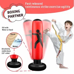 proberos Proberos® Inflatable Boxing bag1 for Kids Adults, Punching Bag Karate Inflated Toy Gifts for Boys and Girls, Standing Boxing Bag for Immediate Bounce-Back for Taekwondo, Boxing kit for Kids image 5