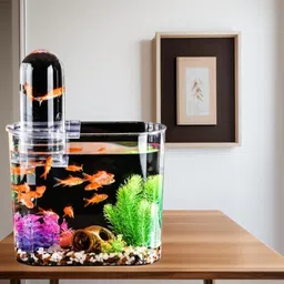 rizopets Aquarium Kit with LED Nano Lamp 2.5W, Hang-on Filter 3W, Decorative Hydroponic quarium Mini Fish Tank Guppies, Shrimp, Polycarbonate Material, Suitable for Home, Living Room and Office image 1